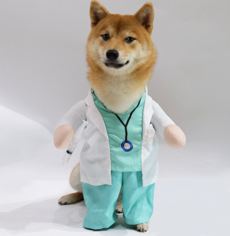 Pet Doctor Costume Veterinarian Scrubs with Lab Coat for Dogs